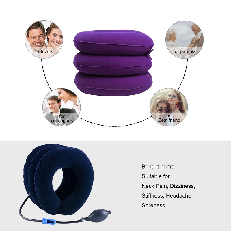 RUNZI Cervical Neck Traction Device Inflatable Neck Stretcher, Easy to Use for Chronic Neck and Shoulder Pain Relief Traction Spine Alignment, Neck Cervical Braceï¼ŒPurple - Image 4